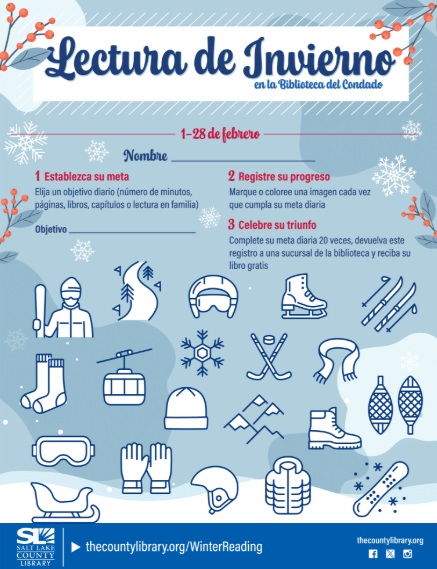 Una imagen para registrar la lectura durante el invierno con elementos relacionados con esta estación.