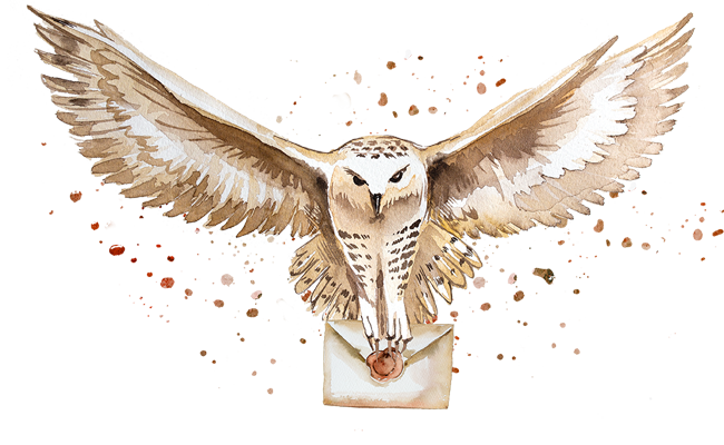 an owl carrying a letter