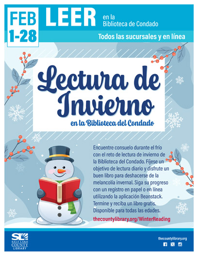 winter reading poster in spanish